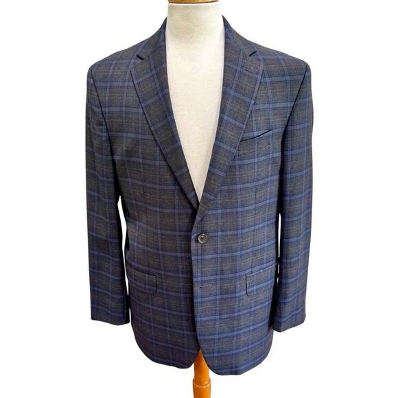 David Donahue CONNOR Check 2 Button Blazer. 42R - Picture 1 of 11